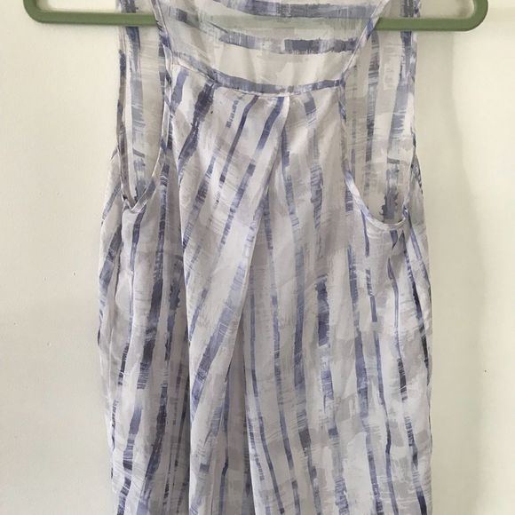 Zia New York XS White Blue Sheer Sleeveless Top - Picture 2 of 5